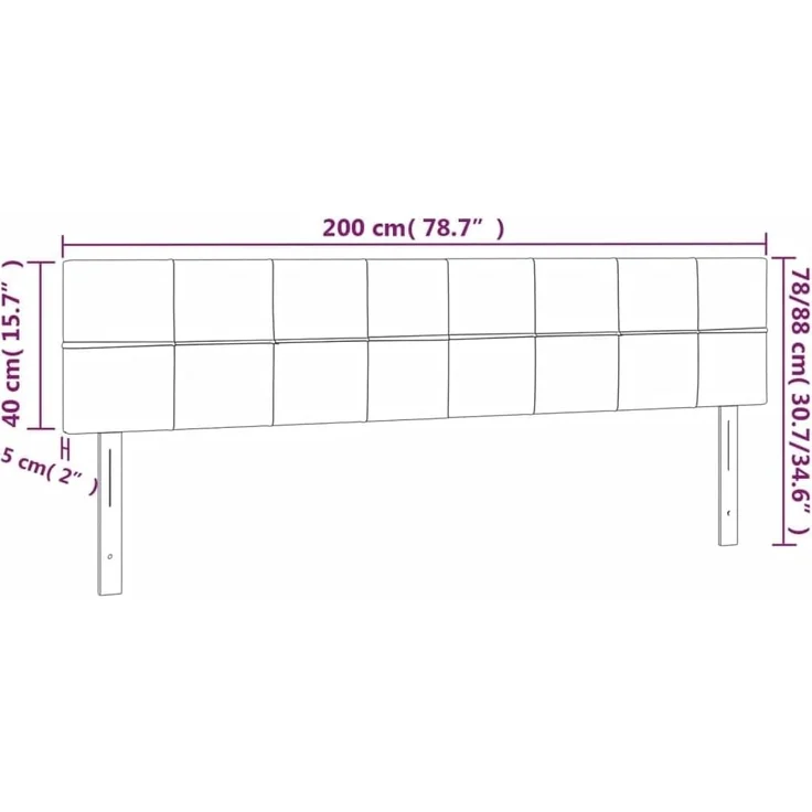 vidaXL Kopfteile 2 Stk. Dunkelgrau 100 x 5 x 78/88 cm Stoff 346089 – Bild 8