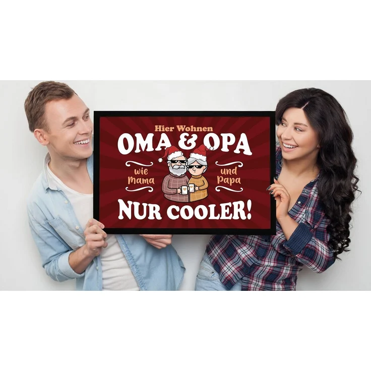 MoonWorks Fußmatte Fußmatte Geschenk Hier wohnen Oma und Opa Großeltern lustige, rechteckig – Bild 3