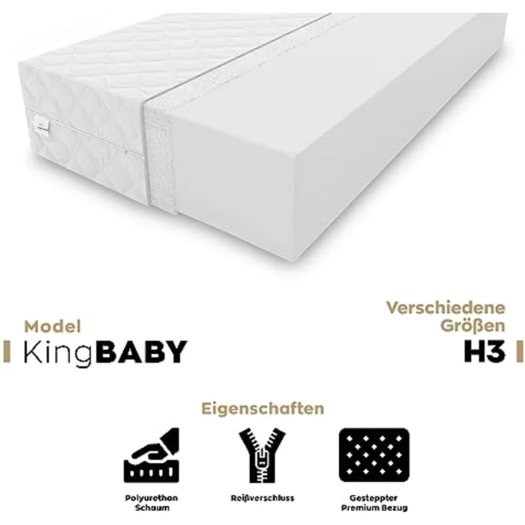 Babymatratze Kindermatratze KingBABY 80x160x6cm aus hochwertigem Kaltschaum, KingMatratzen, 6 cm hoch, Rollmatratze mit waschbarem Bezug – Bild 5
