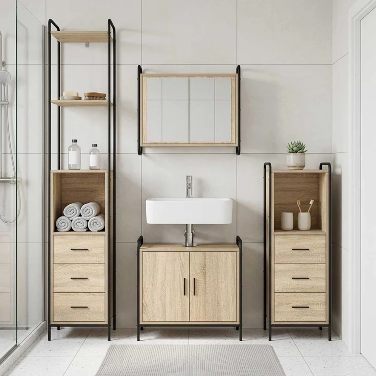 vidaXL Badezimmerschrank-Set 4 stk. Sonoma-Eiche 40 x 36 x 200,5 cm 3444664 – Bild 1