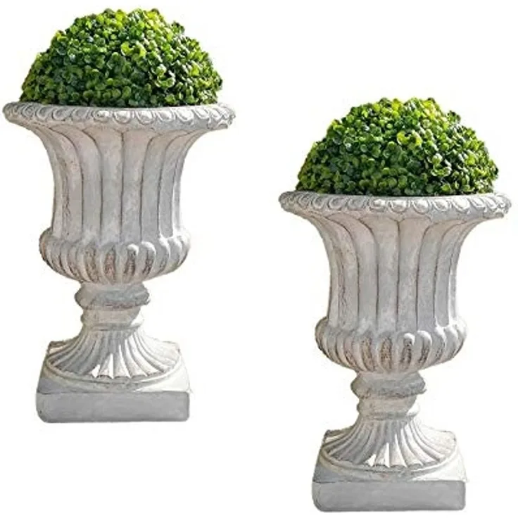 HTI-Line Pflanzkübel Pflanzkübel 2er-Set Athene mit Buchsbaumkugel (Set, 2 St, 2 Pflanzkübel Athene inkl. Buchsbaumkugel), Pflanzschale Gartendekoration
