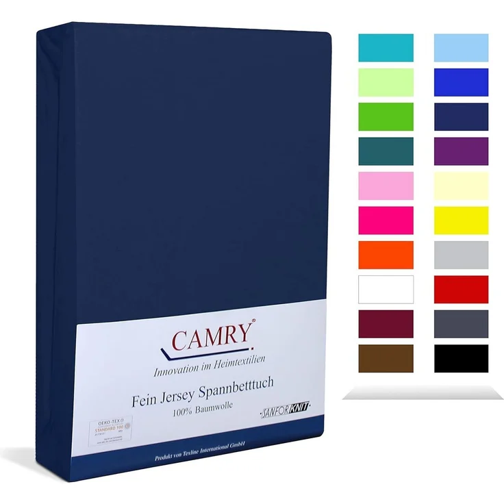 Camry Spannbettlaken CLASSIC Jersey 100% Baumwolle Spannbetttuch atmungsaktiv Gummizug, Jersey Baumwolle, Gummizug: rundum, 100% Baumwolle, alle Matratzenhöhen, atmungsaktiv, pflegeleicht – Bild 2