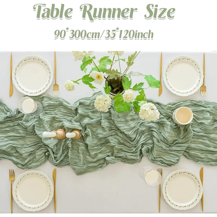 1 Stück – Tischläufer im böhmischen Stil, Käsetuch, 35x120 Zoll, Deko für Feiern, Grün – Bild 4