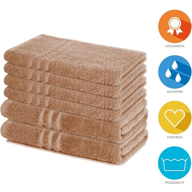 Lavea Handtuch Set Elena, Duschtücher, Handtücher, Gästetücher, Waschhandschuhe, 100% Baumwolle (Set, 6-St), Frottierserie, weich & saugstark, pflegeleicht, 500 g/m² Frottier – Bild 1