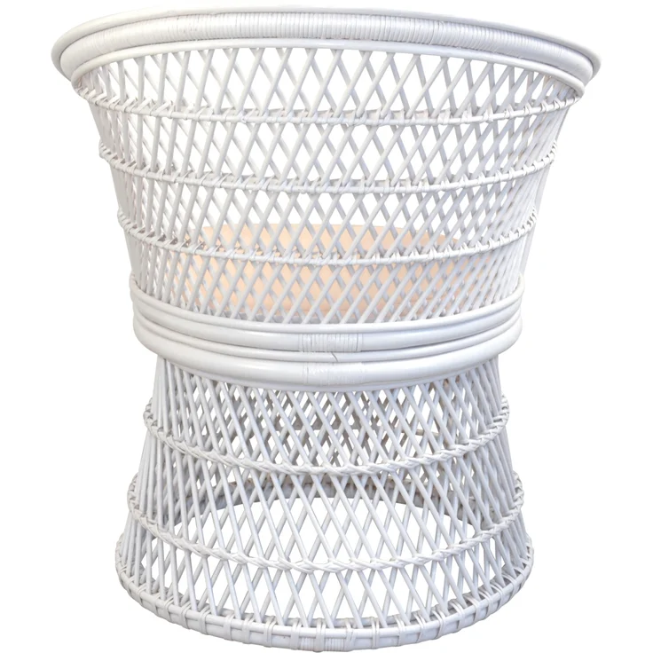 Rattansessel, Thron, Loungesessel aus Rattan handgeflochten, weiß, inkl. Kissen – Bild 4