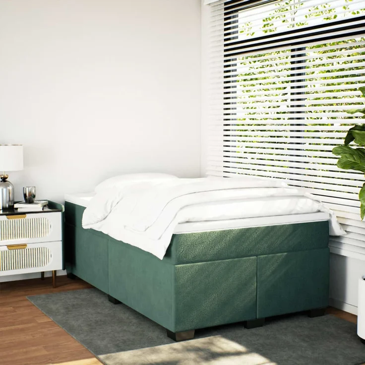 vidaXL Boxspringbett mit Matratze Dunkelgrün 120x200 cm Samt 3285278 – Bild 3
