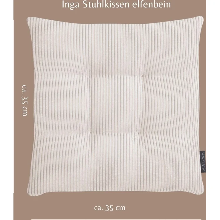 MAGMA Stuhlkissen Sitzkissen INGA - ca. 35 x 35 x 5 cm Cordstoff 2er Set natur – Bild 2