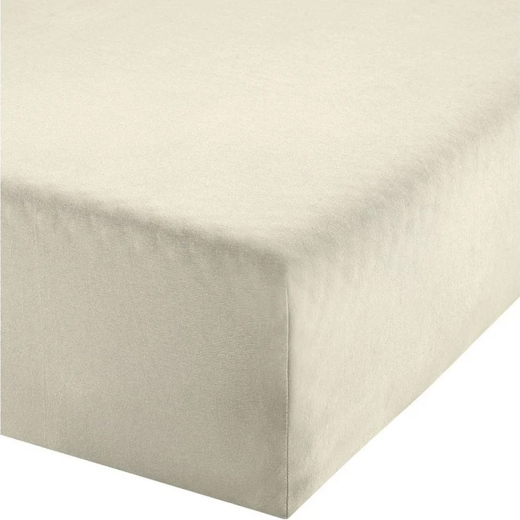 Erwin Müller 'Freising' Spannbettlaken, Gummizug: Rundumgummi, 1 Stück, Elasthan-Jersey-Stretch Uni, Wollweiß, Boxspringbett | 90x190 - 100x220 cm – Bild 5