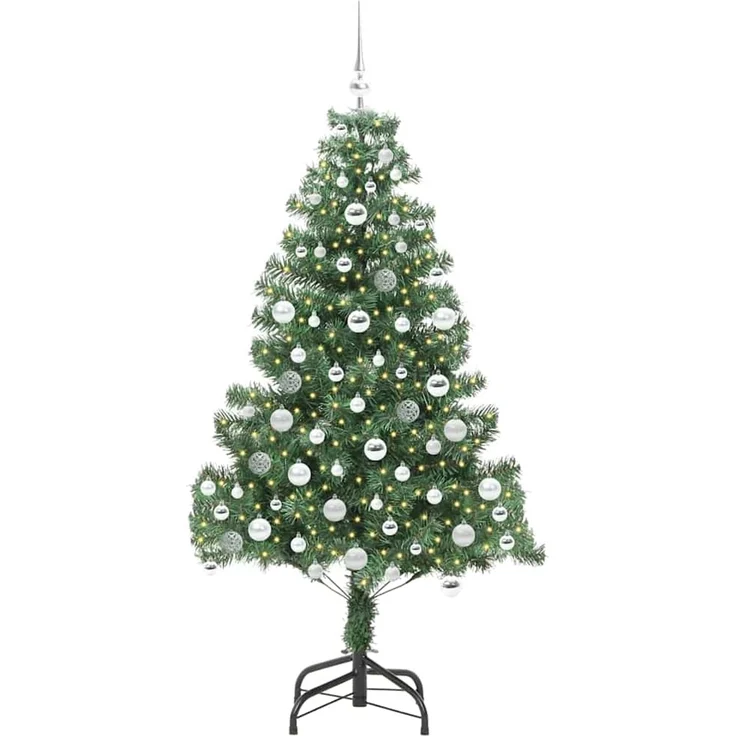 vidaXL Weihnachtsbaum mit LED-Beleuchtung Grün 180 cm PVC und Stahl 3396385 – Bild 3