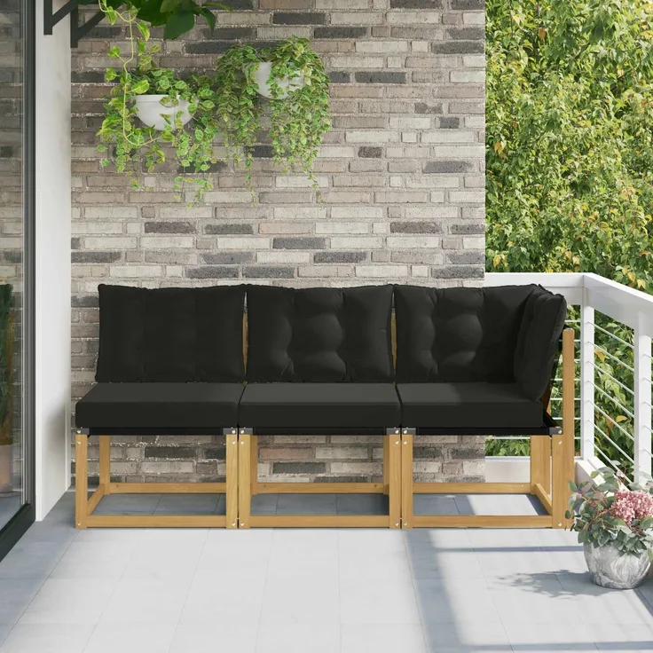 vidaXL Outdoor Mittel- und Ecksofa 3 stk. 3-Sitzer 901623