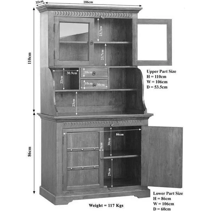 Buffet Akazie 106x60x196 nougat lackiert OXFORD #510 – Bild 6
