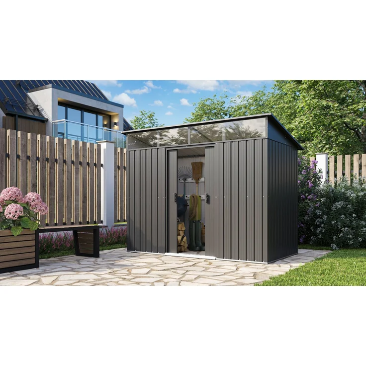 Pergart Metall Gerätehaus Lüttich 65, 184 x 139 x 180 cm(BxTxH), 3m², Anthrazit – Bild 2