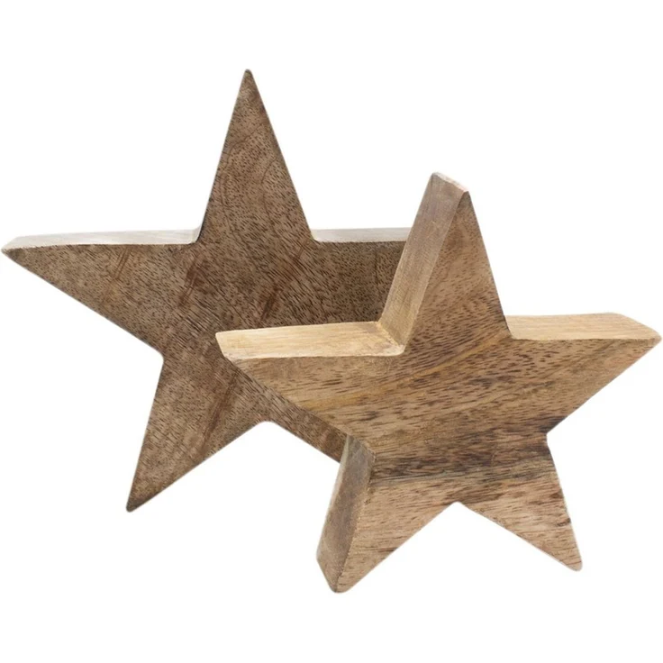 Spetebo Dekostern Mango Holz Stern 2er Set - 20 / 15 cm, Weihnachtstern Tisch Deko – Bild 1