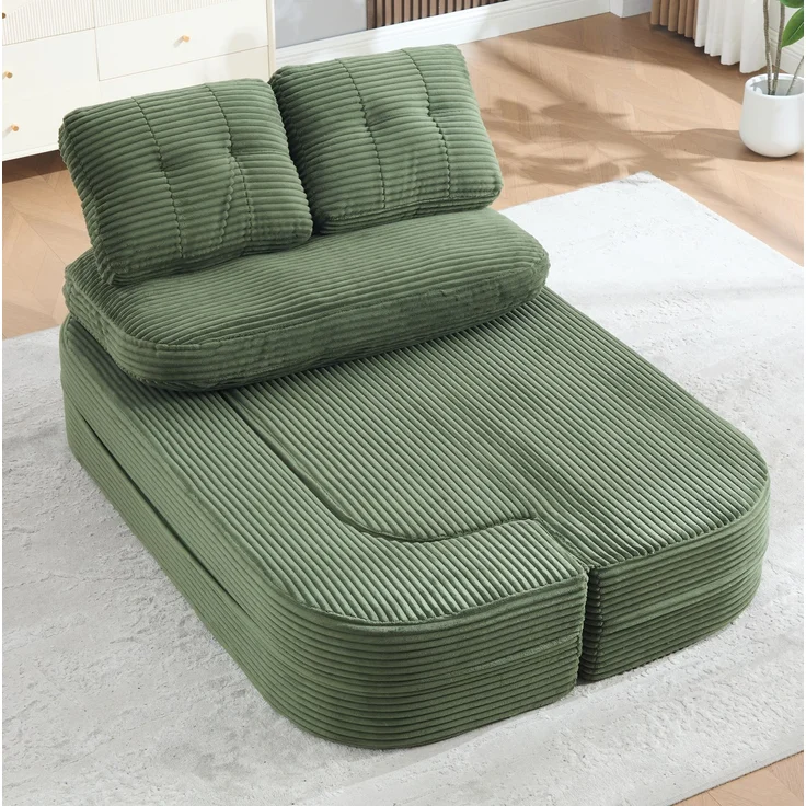 Schlafsessel 2-in-1 165cm×97cm×61cm mit Cord, extra tiefer Sitzfläche und doppelten Getränkehaltern – Emerald – Bild 8