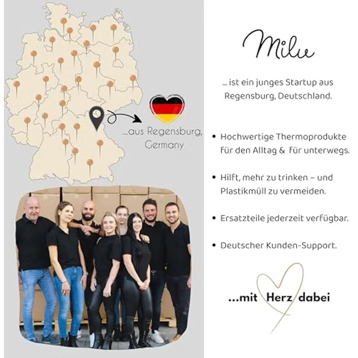 Milu Isolierflasche Isolierflasche aus Edelstahl mit Trageschlaufe, Thermosflasche auslaufsicher – Bild 9