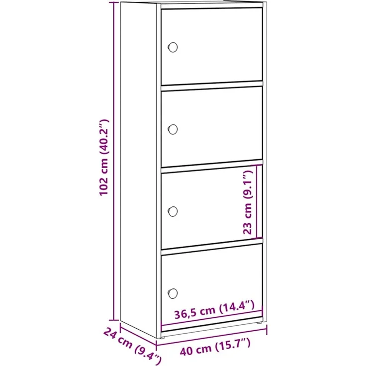 vidaXL Bücherregal Weiß 40x24x102 cm Holzwerkstoff 860373 – Bild 11