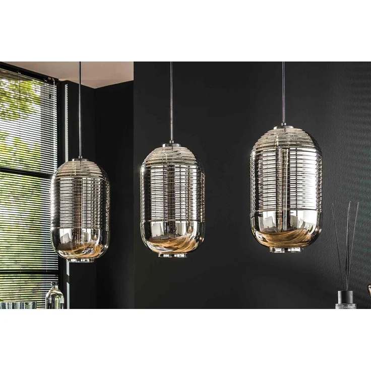 KAWOLA Hängeleuchte BRAGA Hängelampe 3-flammig Glas schwarz 150 x 22 x 105 cm – Bild 2