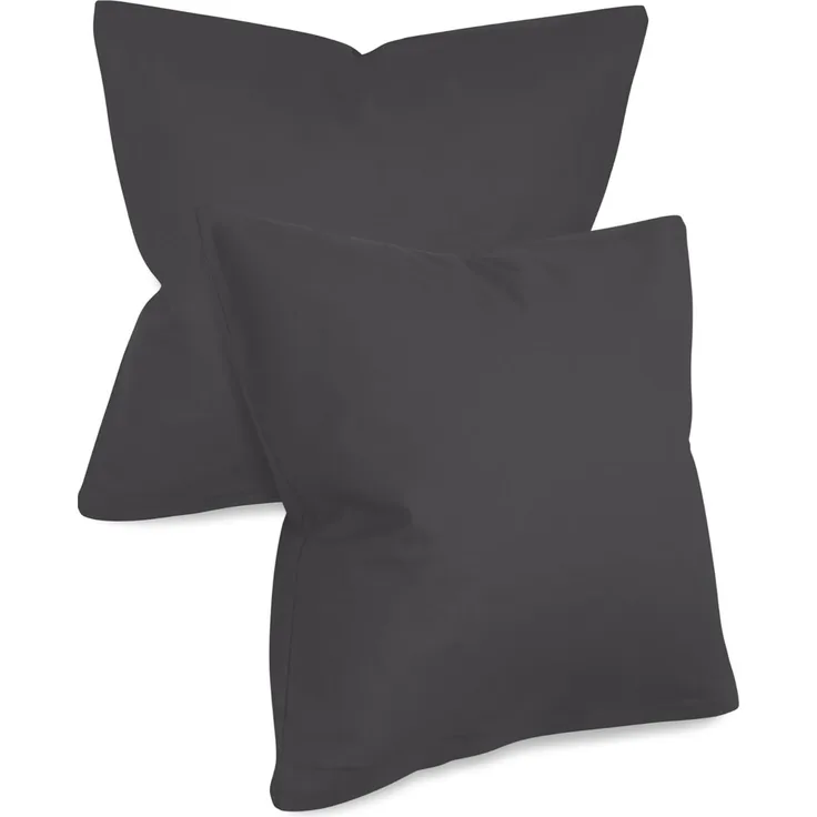 npluseins unifarbene Kissenbezüge im Doppelpack und dezentem Design 1154. 1498, ca. 40x40 cm, Stone