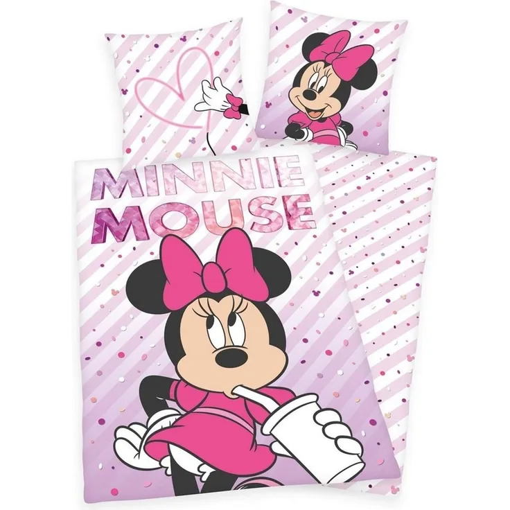 Herding Bettwäsche Disney Minnie Mouse - Wende-Bettwäsche-Set, 135x200 & 80x80, Baumwolle, 100% Baumwolle