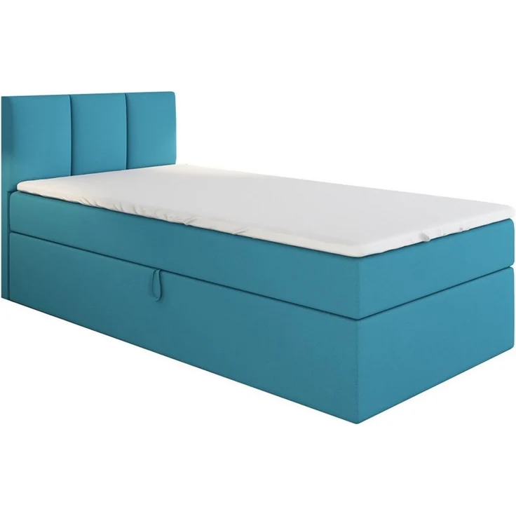 A&J MöbelLand GmbH Boxspringbett Einzelbett NASI mit Bettkasten, Topper und gepolstertem Kopfteil. (Boxspringbett mit Bettkasten und gepolstertem Kopfteil. Inclusive Topper !, TOP ANGEBOT), Länge 208 cm Höhe 106 cm – Bild 1