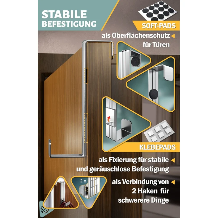 Aurelia Home Türhaken zum Einhängen, 10er-Set, Silber – für Türen und Schranktüren, bis 8 kg – Bild 6