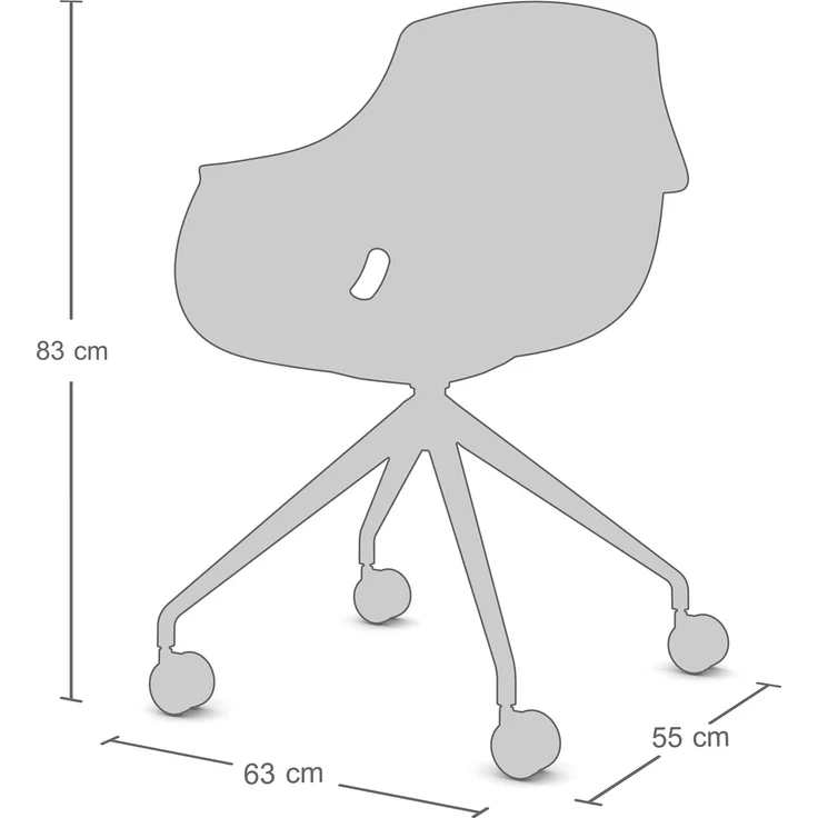 ASSMANN Schalenstuhl Consento Triest mit Rollen Schwarz 63x56x83cm Kunststoff – Bild 7