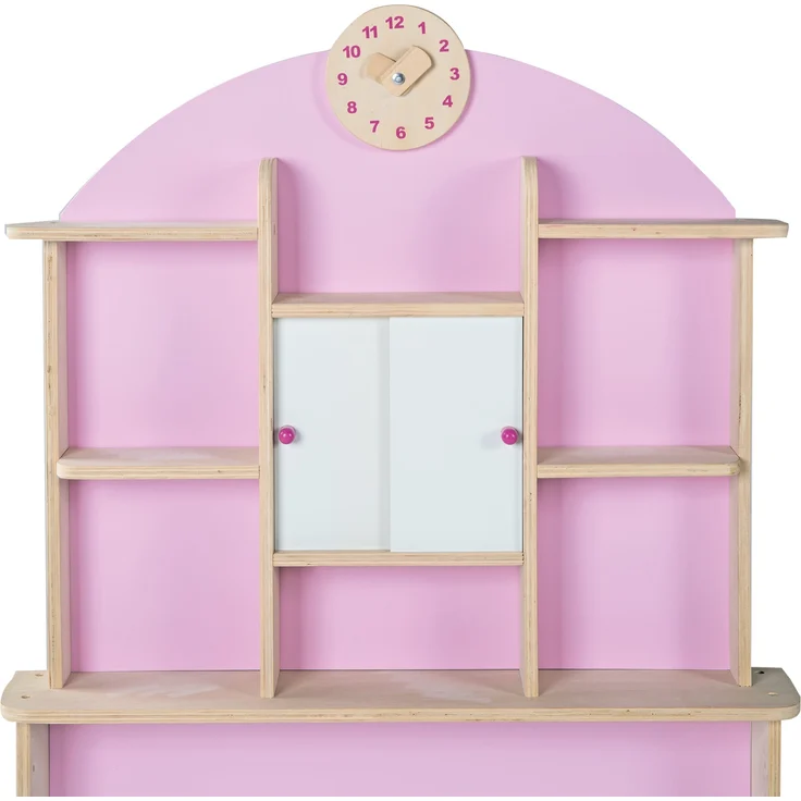 roba Kaufladen - BxTxH: 81 x 71 x 112 - Seitentheke - Uhr - Holz - Natur / Rosa – Bild 2