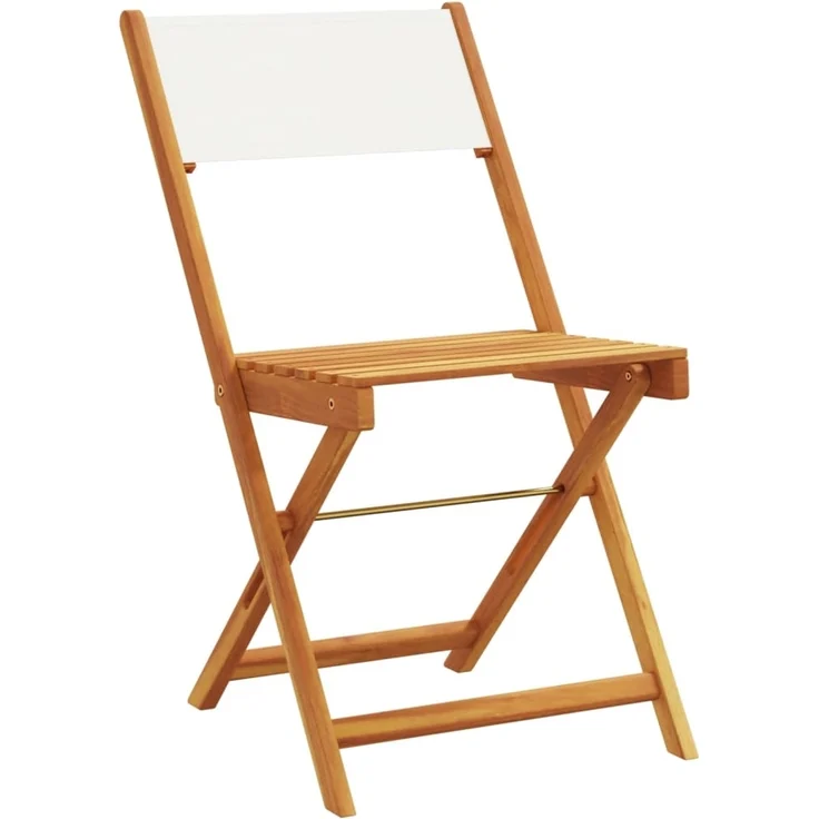 vidaXL Gartenstühle 4 Stk. Klappbar Cremeweiß Stoff und Massivholz 3214610 – Bild 2