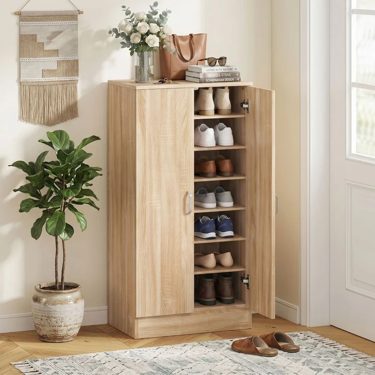 HOMCOM Schuhschrank, Spanplatte, Naturholz, 55L x 35B x 108H cm – Bild 9