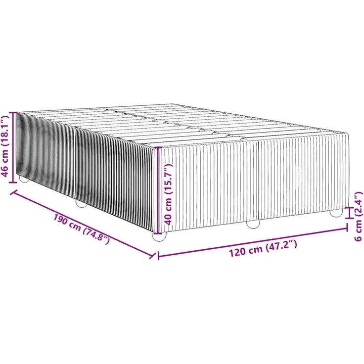 vidaXL Bettgestell ohne Matratze Schwarz 120x190 cm Samt 3284996 – Bild 9