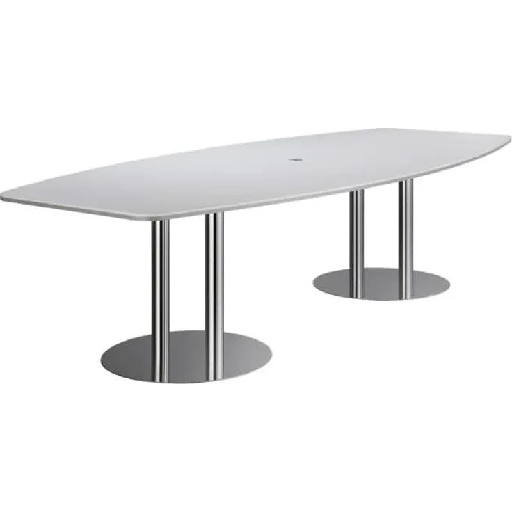 Konferenztisch KT28S 280x130cm Säulenfuß Weiß Gestellfarbe: Chrom
