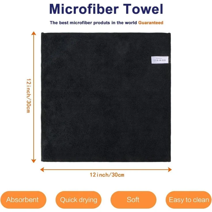 10er Pack Mikrofasertücher super saugfähig 30x30cm schwarz – Bild 2