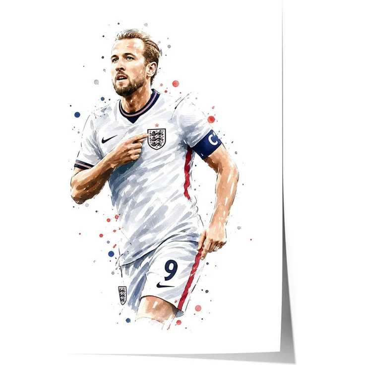 JUSTGOODMOOD Poster England Fussball Geschenkidee Aquarell Sport Wandbild Deko Print ohne, (1 St) – Bild 1
