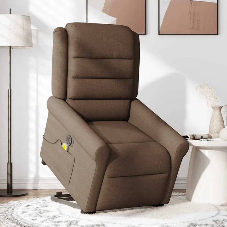 vidaXL Elektrischer Massagesessel mit Aufstehhilfe Braun Stoff 3303348 – Bild 3