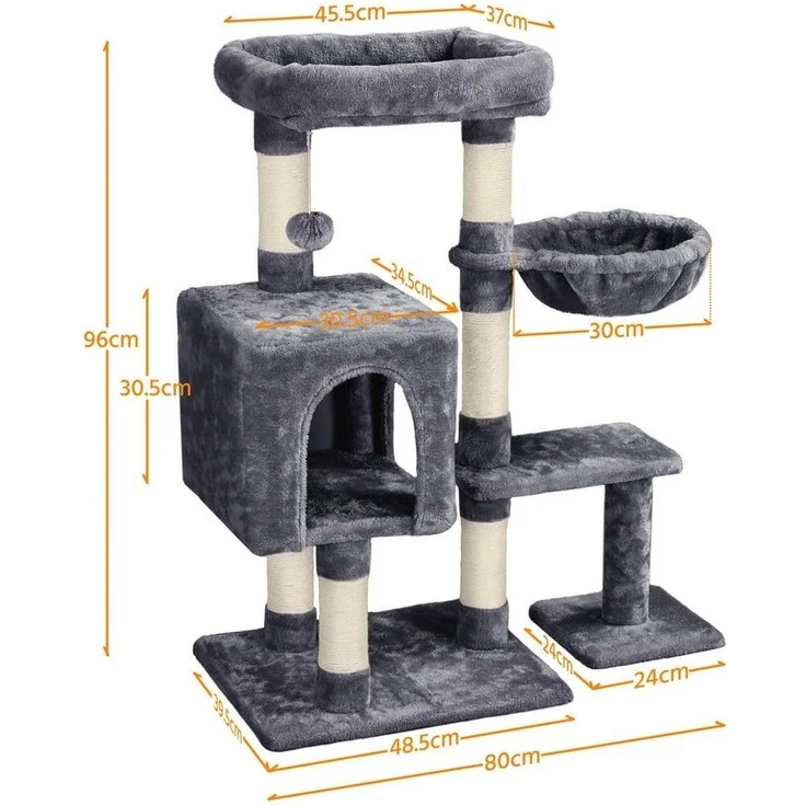 Yaheetech Kratzbaum 96,5 cm (H), Katzenbaum mit Aussichtsplattform & Katzenhöhle & Sisalstämme – Bild 2