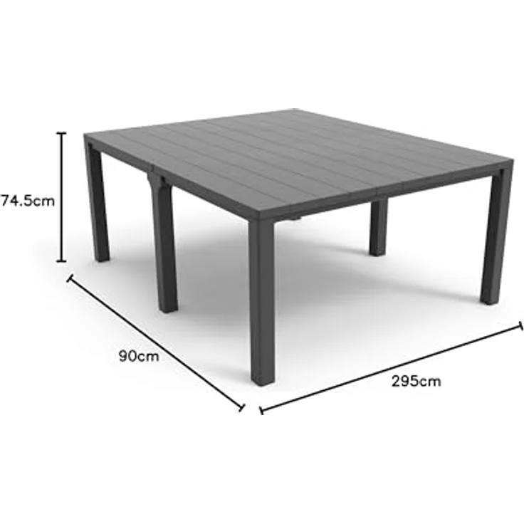 Keter Gartentisch 'Julie', rechteckig, Graphit, 292.9x75x89.4 cm, Kunststoff, wetterfest, UV-beständig, mit Schirmloch, für bis zu 10 Personen – Bild 3