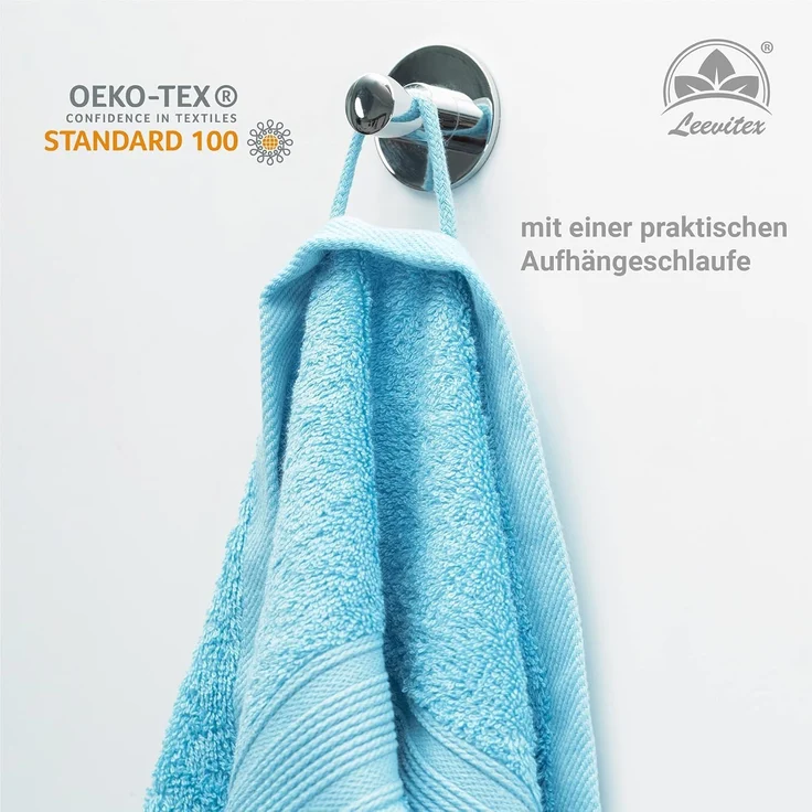 leevitex® Saunatuch Frottee XXL, (1-St), 80 x 200 cm, extra groß & saugfähig, Hellblau/Himmelblau – Bild 4