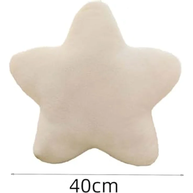 Kuschelkissen Kinder Sternkissen, Plüsch Kissen Dekokissen für kuschelecke kinderzimmer, Weiche Flauschige Sternform Zierkissen Sofakisse für Heimdekoration (Weiß,40cm) – Bild 8