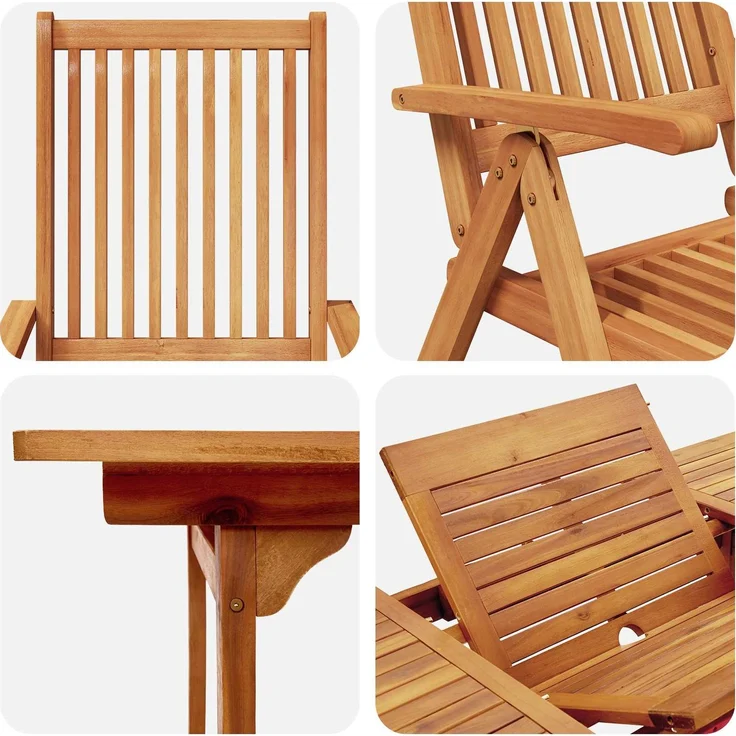 vidaXL Essgruppe für draußen mit Sonnenschirm 8 stk. 6-Sitzer 3438537 – Bild 9