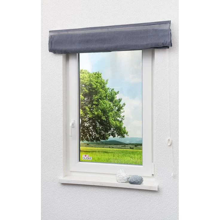 Lysel Outlet Raffrollo grau, transparent mit Schnurzug (B x H) 120cm * 170cm – Bild 6