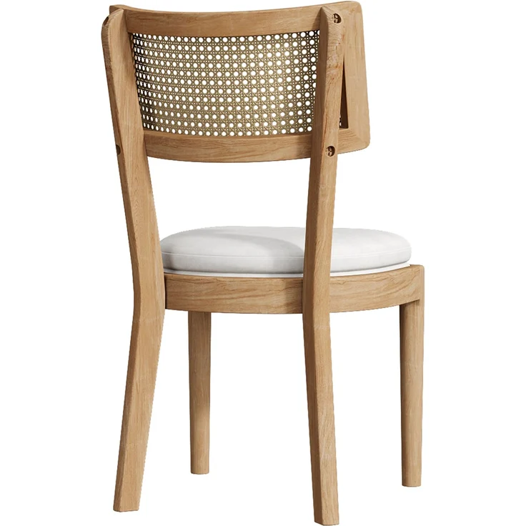 4 Esszimmerstühle aus Massivholz mit Rattan-Rückenlehnen, bequem und atmungsaktiv, geeignet für Esszimmer, Wohnzimmer, Cafés, moderner Stil, Leinen, Holzfarbe – Bild 14