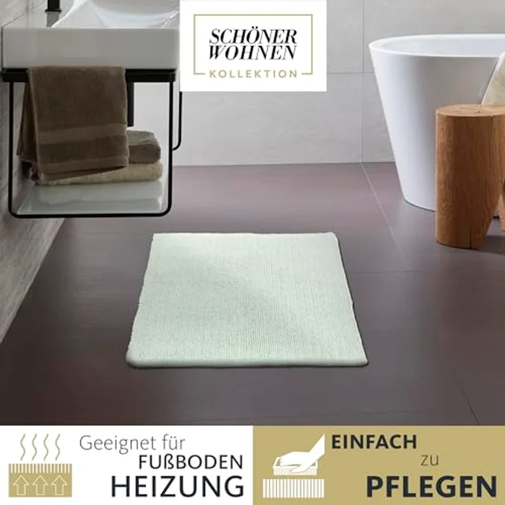SCHÖNER WOHNEN-Kollektion Badematte Bahamas Uni, Höhe 30 mm, fußbodenheizungsgeeignet, Baumwolle, rechteckig, beidseitig verwendbar – Bild 8
