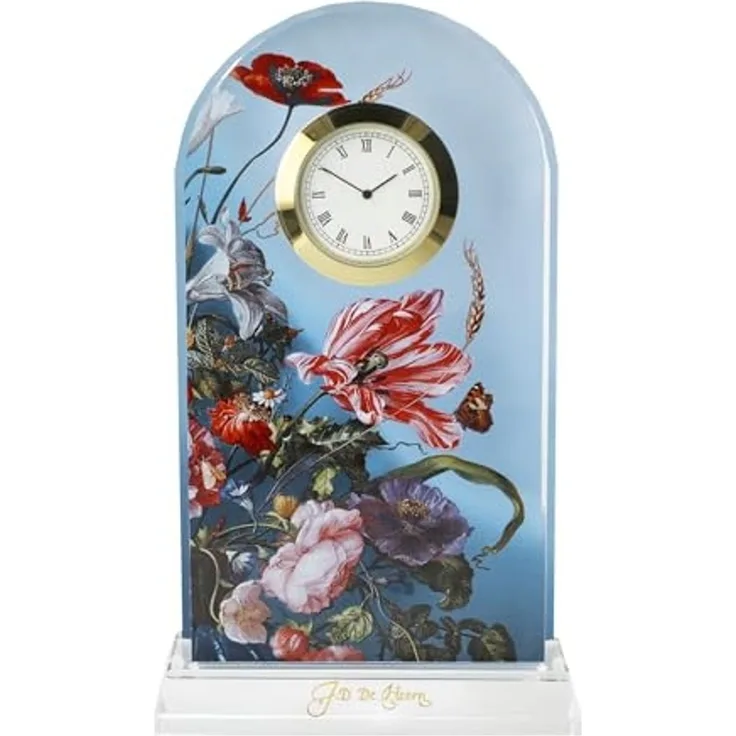 Goebel / De Heem - Sommerblumen,Tischuhr,11,0cm x 4,5cm x 18,5cm / Glas / 11,0cm x 4,5cm x 18,5cm