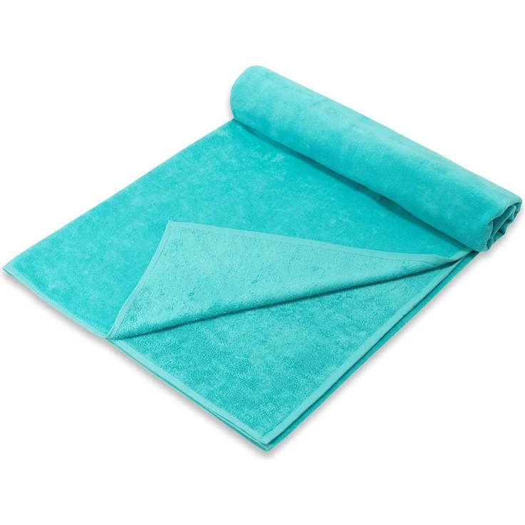 ZOLLNER Strandlaken, 100% Baumwolle, 100x200 cm, aqua – Bild 1