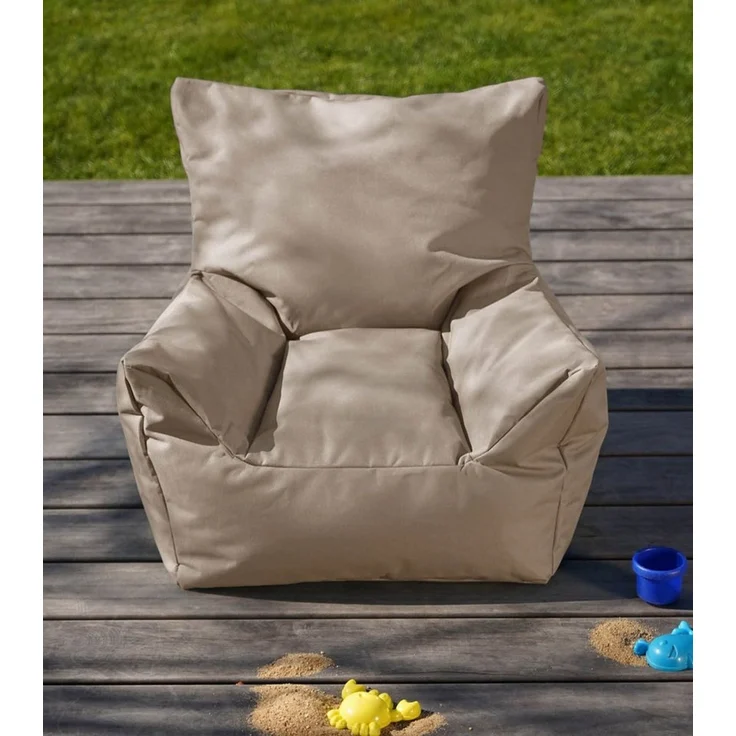mokebo Kindersessel Der Pausenheld (aus wasserabweisenden Stoff Beige-Khaki), Kinder Sitzsack, Lesesessel, Bodenkissen fürs Kinderzimmer – Bild 1