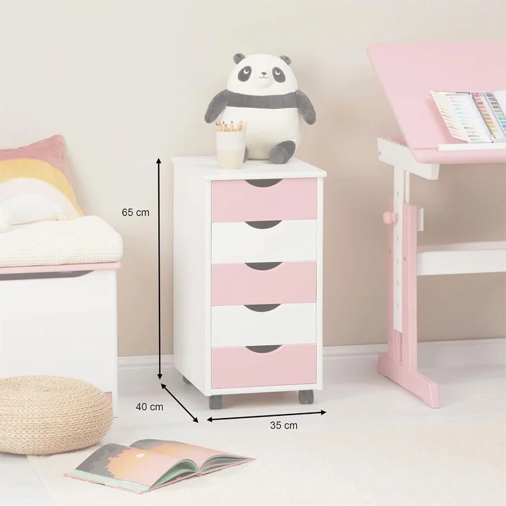 IDIMEX Rollcontainer LAGOS, Rollcontainer Kiefer Bürocontainer Rollwagen Container 5 Schubladen – Bild 3