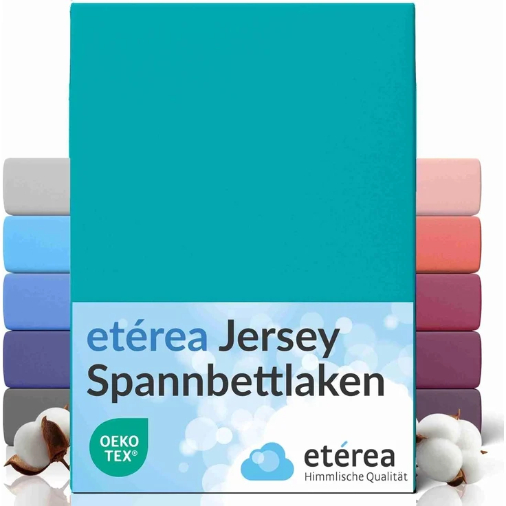 etérea Comfort Jersey Spannbettlaken Ocean 180x200 cm - 200x200 cm – Bild 1