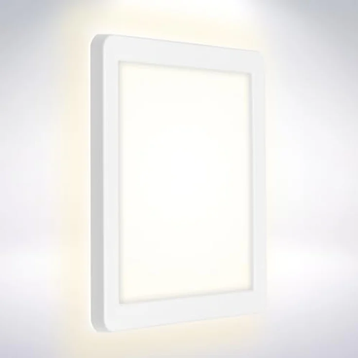 BRILONER LED Wandlampe, flach, mit indirektem Licht, neutralweiß, IP44, 8 Watt, 1200 Lumen, 19x19x2,8 cm, Weiß – Bild 1