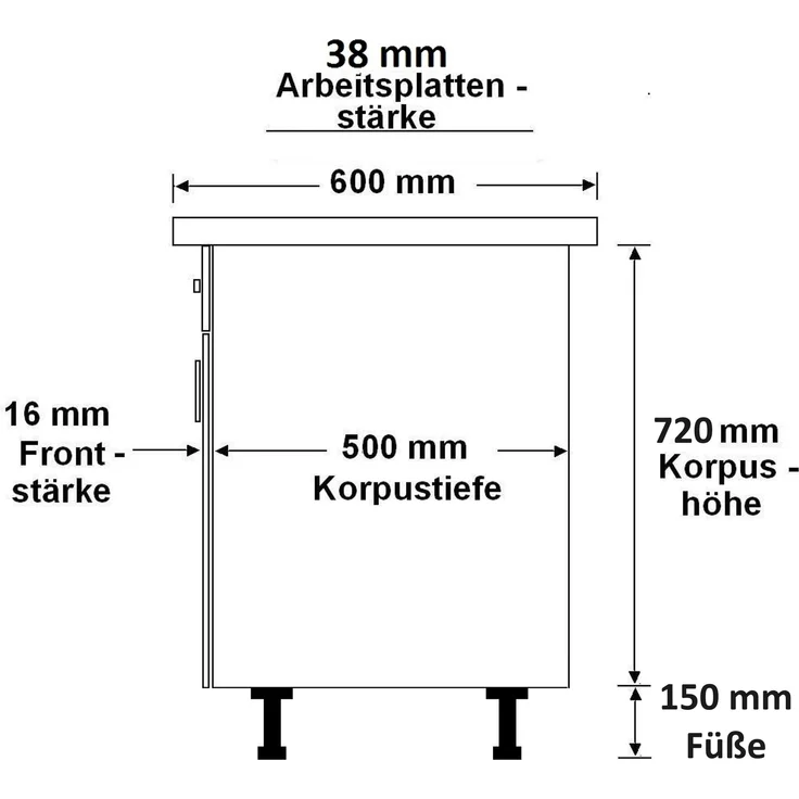 Winkelküche NESSA 250x250 cm Küchenzeile Einbauküche Eckküche Küche Anthrazit – Bild 4