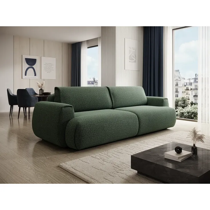 Vente-unique - MONELIA Sofa Stoff Grün - B 106 cm x H 81 cm x L 260 cm
